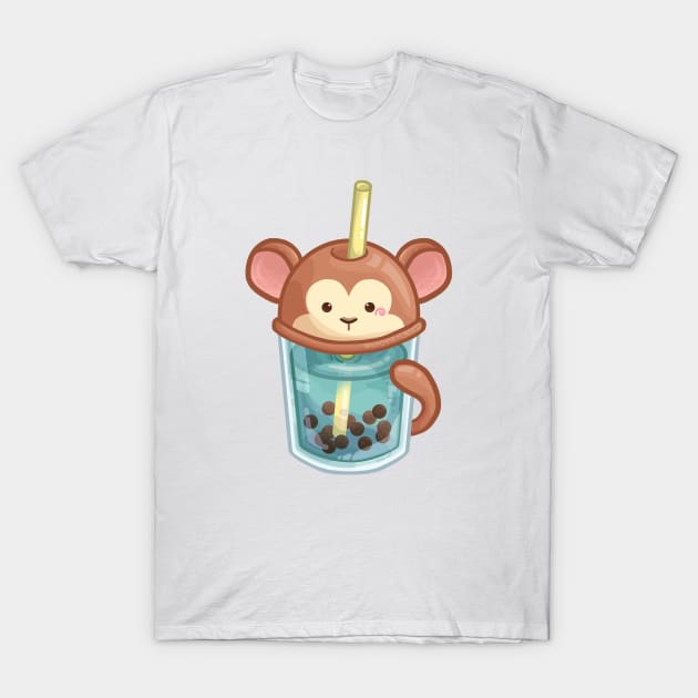 Monkey Bubble Tea T-Shirt by Khotekmei